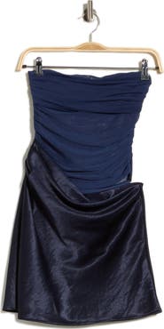 Princess Polly Elemental Strapless Mesh & Satin Minidress