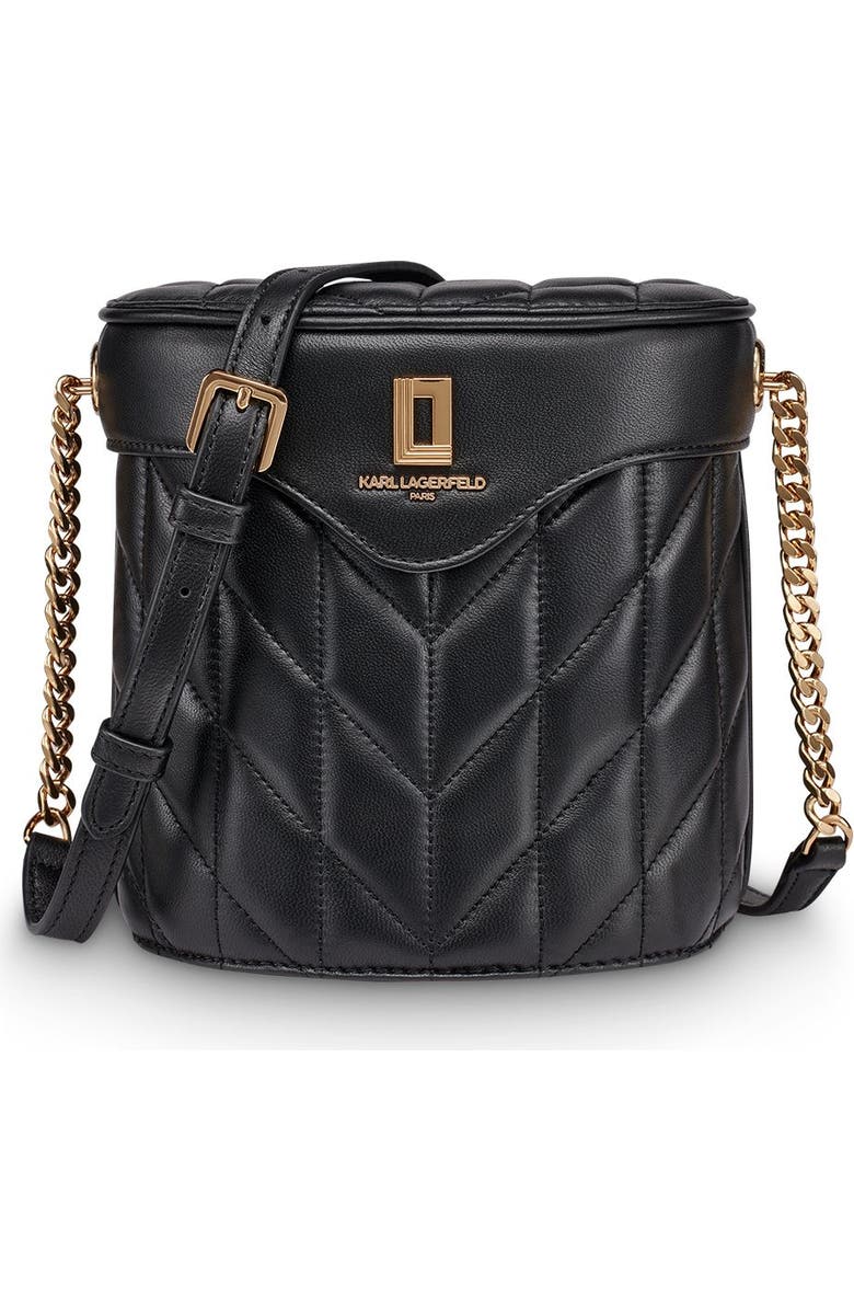 KARL LAGERFELD PARIS Lafayette Crossbody, Main, color, Black/Gold