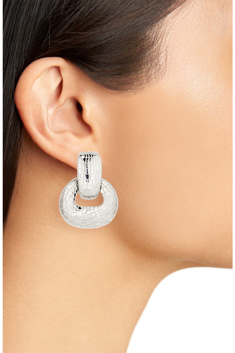 Mosaic Texture Drop Earrings, Alternate, color, SILVER