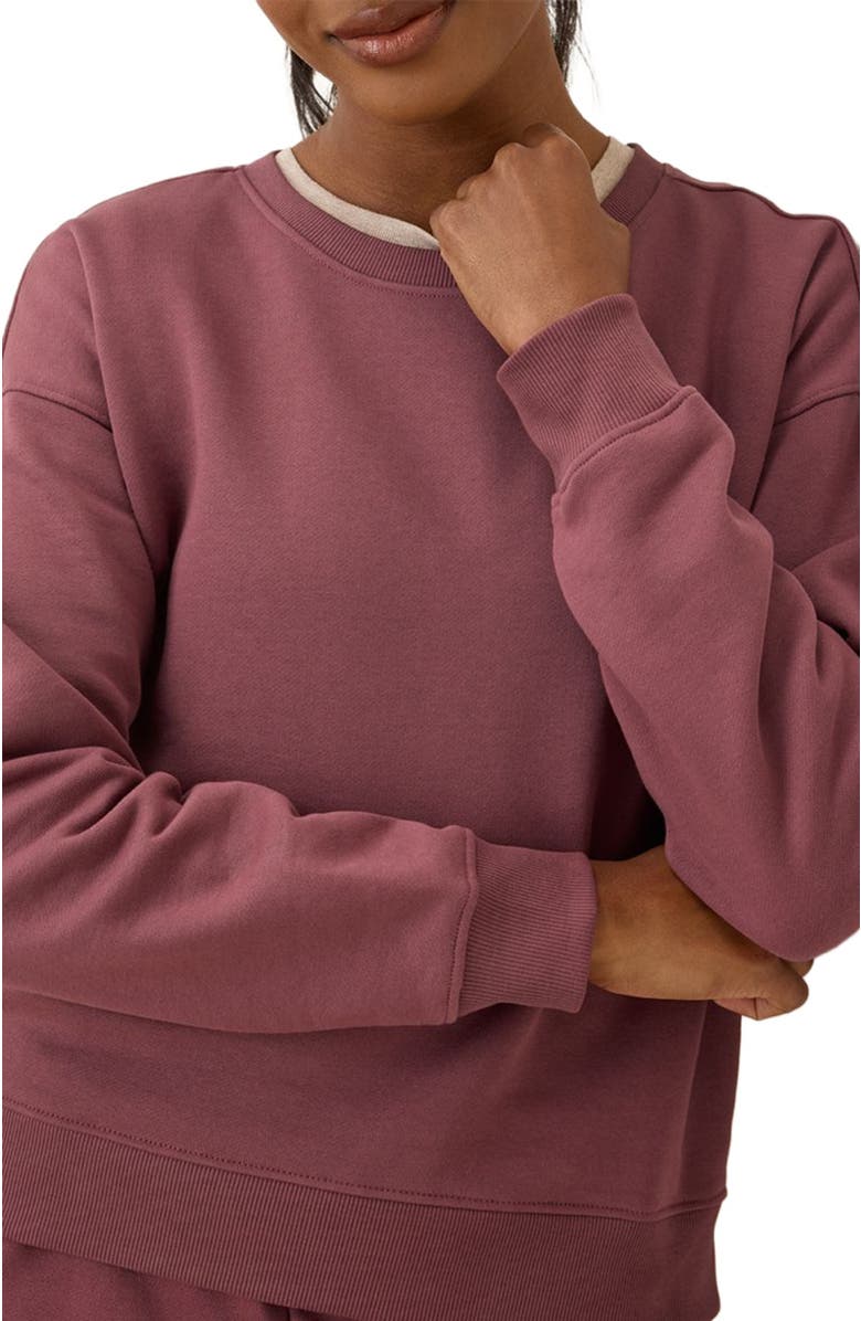 Pact Organic Brushed Fleece Crew Sweatshirt, Alternate, color, Mauve