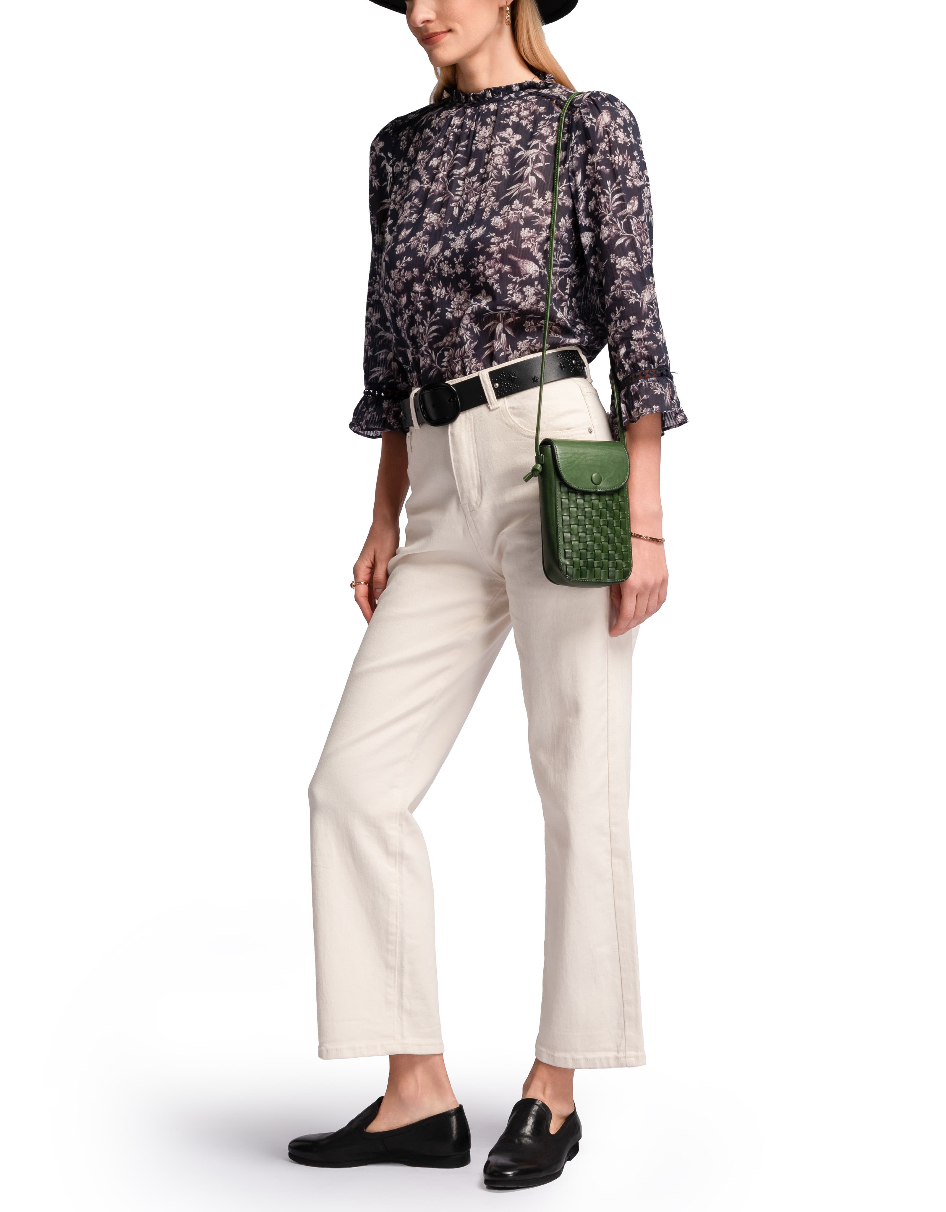 Lantana Genuine Leather Structured Everyday Crossbody, Alternate, color, Green