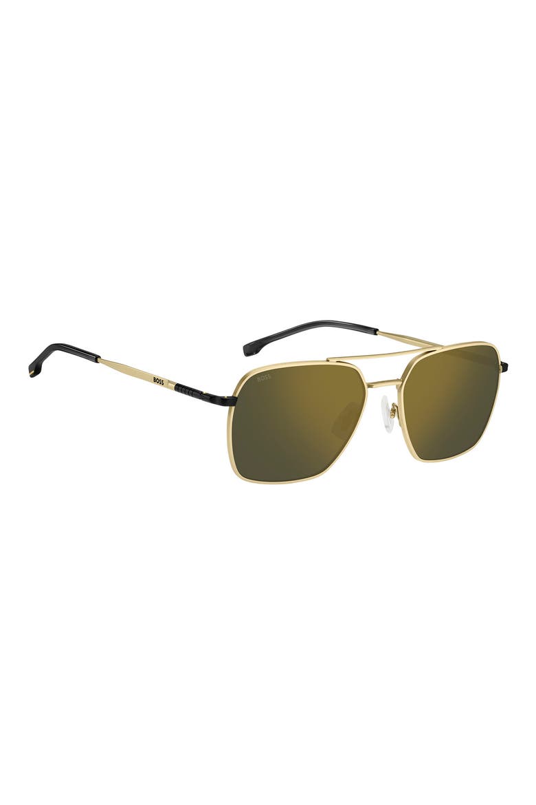 57mm Polarized Aviator Sunglasses, Alternate, color, MATTE GOLD/ BLACK