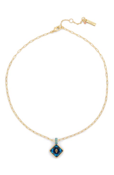 Square Stone Eagle Pendant Necklace