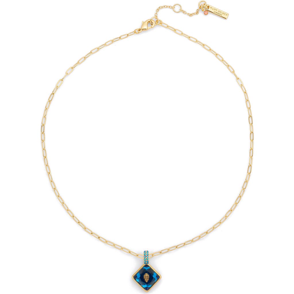 Kurt Geiger London Square Stone Eagle Pendant Necklace In Gold