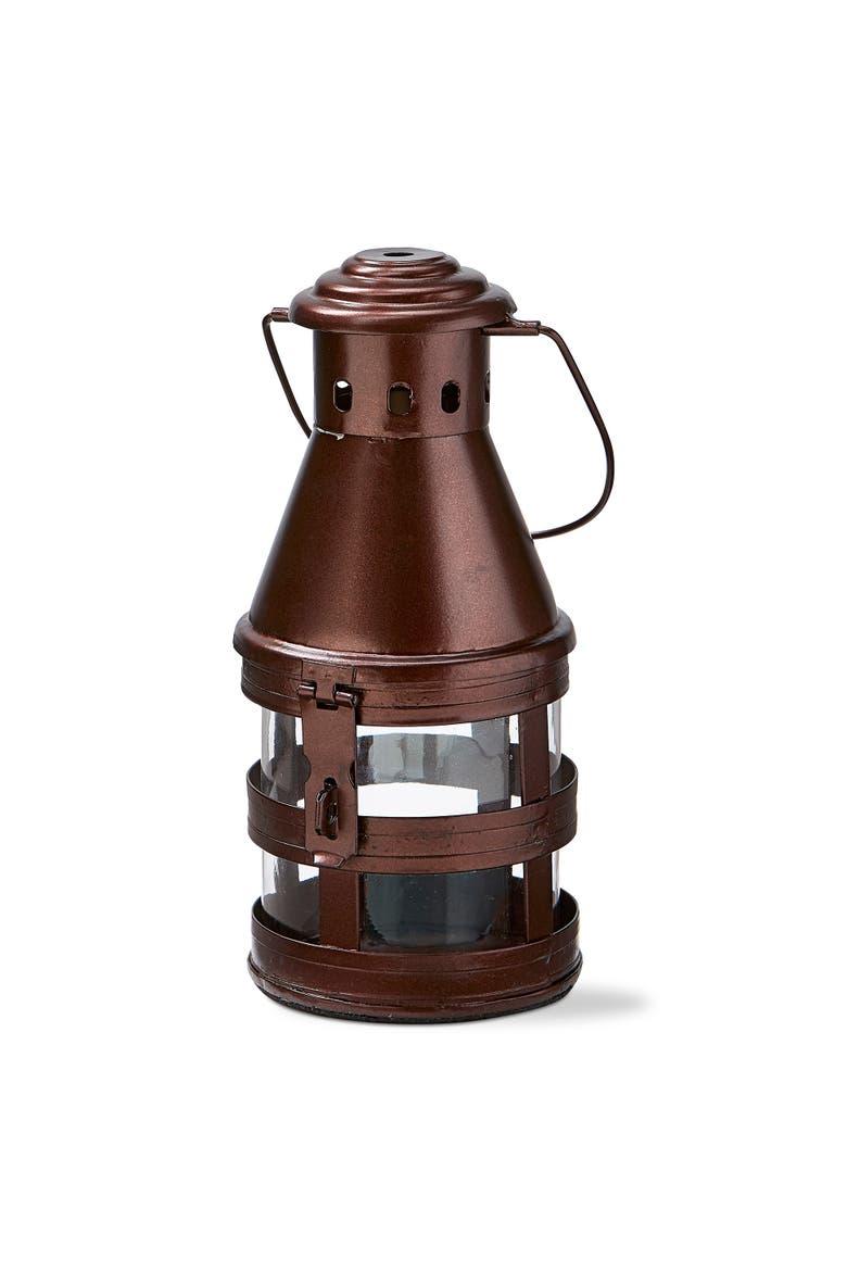 Fireside Bronze Lantern Candle Holder Decorative Metal Lantern, Main, color, Brown