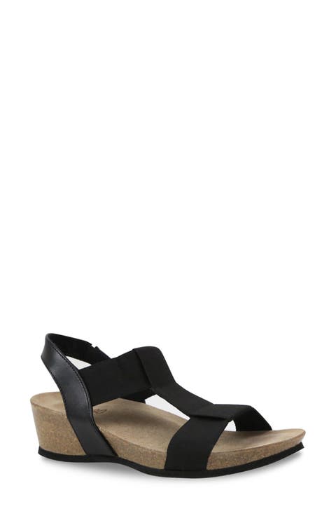 Georgette T-Strap Wedge Sandal - Multiple Widths Available (Women)