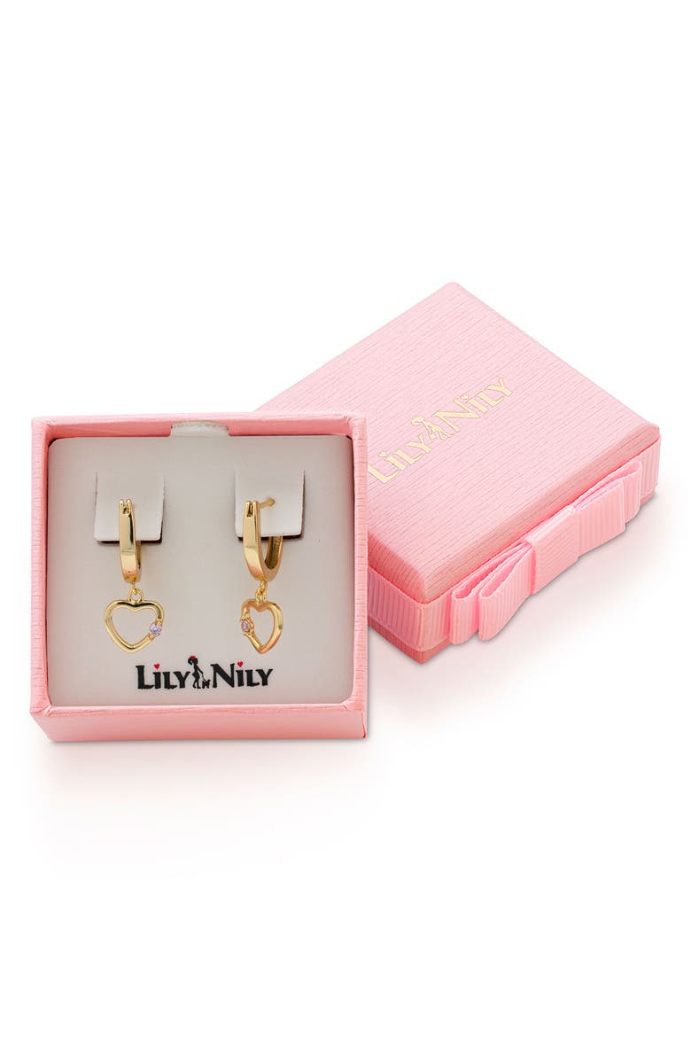 Lily Nily Kids' Open Heart Charm Huggie Earrings, Alternate, color, Gold