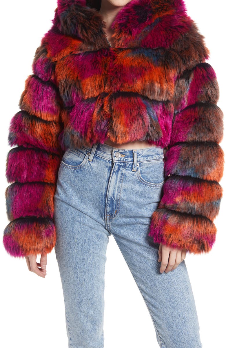 AZALEA WANG Faux Fur Puffer Jacket, Alternate, color, 