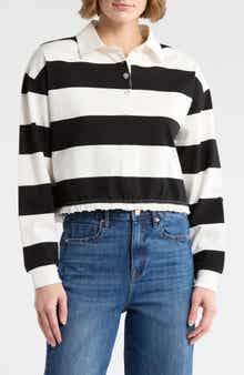 Vigoss Stripe Long Sleeve Cotton Polo