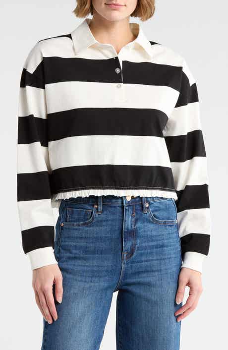 Vigoss Stripe Long Sleeve Cotton Polo