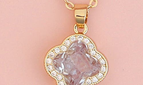 Panacea Crystal Clover Halo Stud Earrings & Pendant Necklace Set In Gold