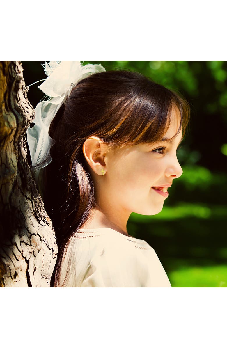 In Season Jewelry 14k Elegant Cross Earrings, Alternate, color, Gold