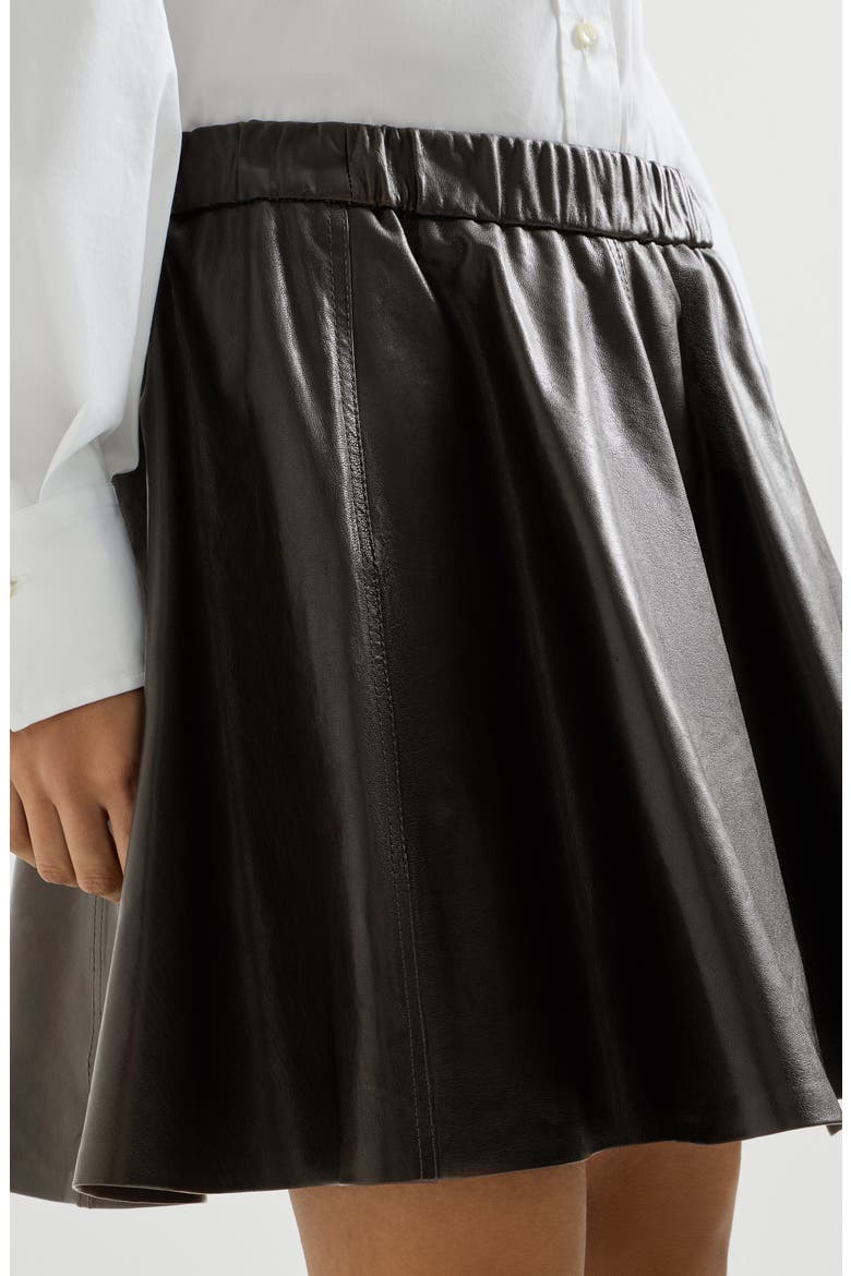Polished nappa leather mini circle skirt, Alternate, color, Coffee