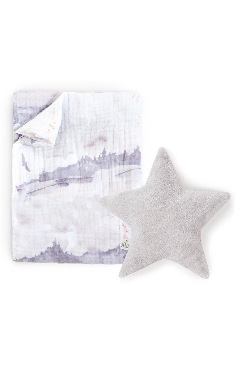 Oilo Swaddle Blanket & Silver Star Dream Pillow Set, Main, color, 