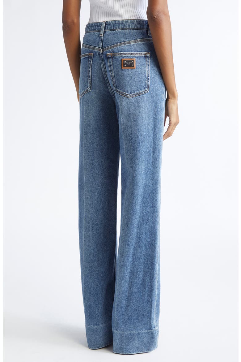 Pleated High Waist Wide Leg Denim Trousers, Alternate, color, S9001 BLUE