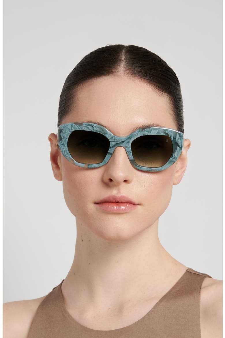 51mm Gradient Butterfly Sunglasses, Alternate, color, MARBLE GREEN/ GREEN SHADED