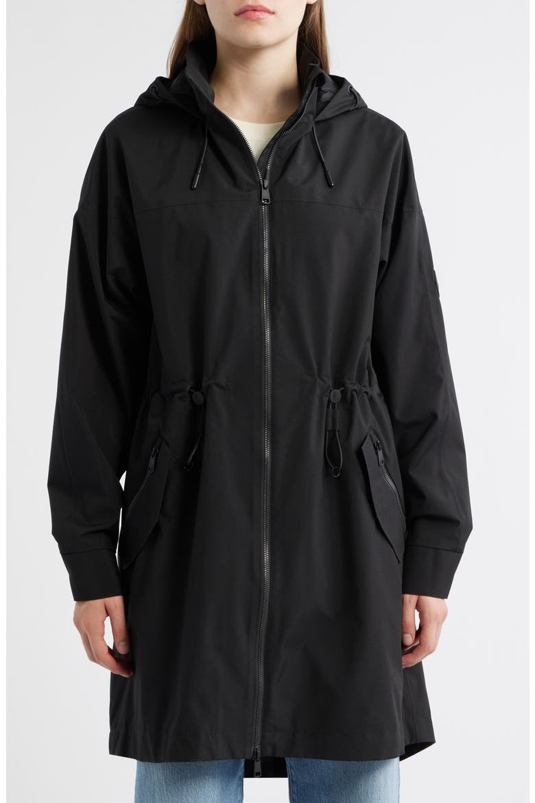 Piper 2.0 Hooded Water Repellent Raincoat, Main, color, BLACK