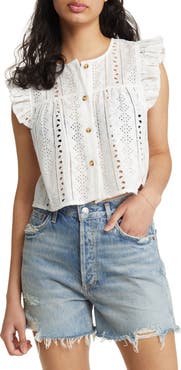 BLANKNYC Eyelet Crop Shirt