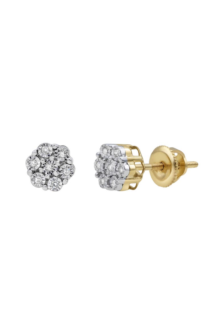 Dainty Cluster 10K Yellow Gold Diamond Stud Earrings - 0.05ct., Main, color, 10K Yellow Gold