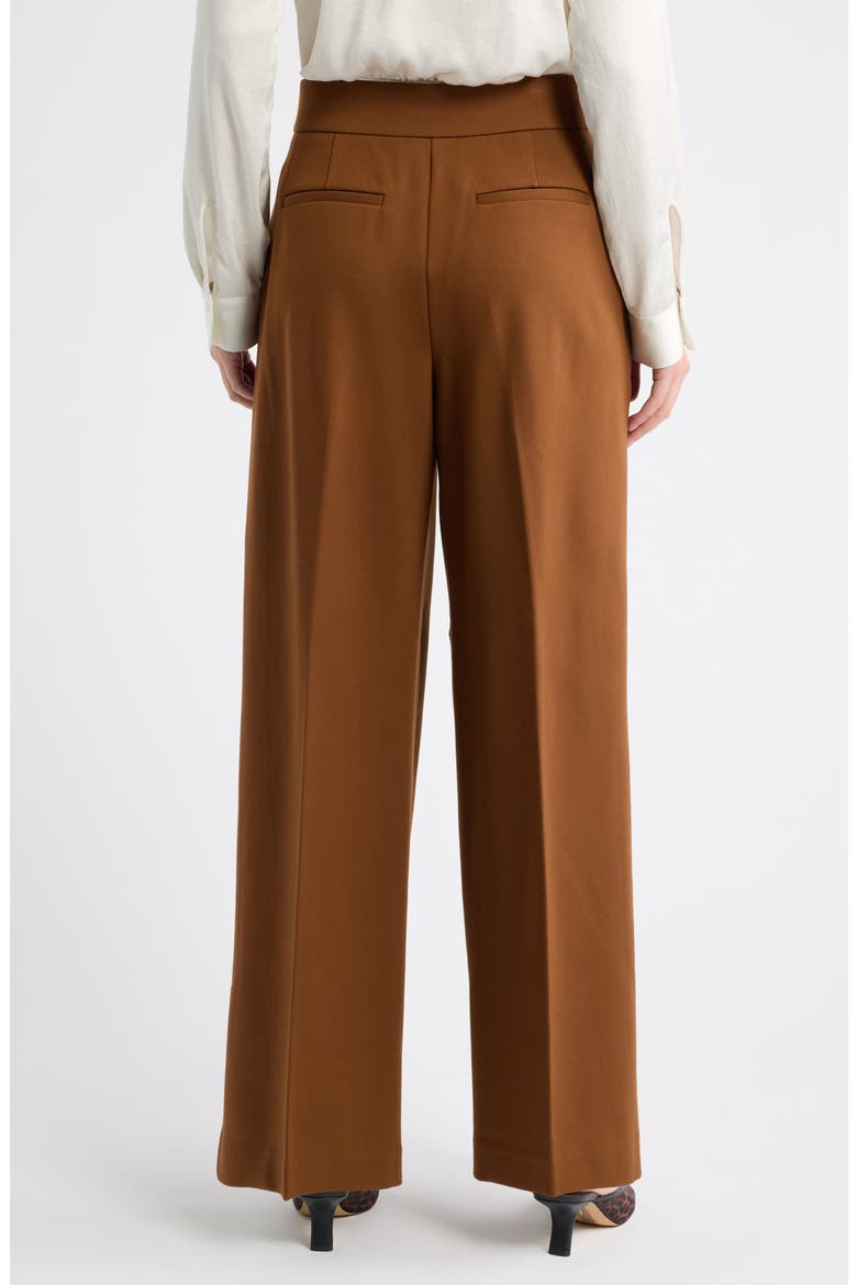 Pleated Ponte Wide Leg Pants, Alternate, color, BRANDY