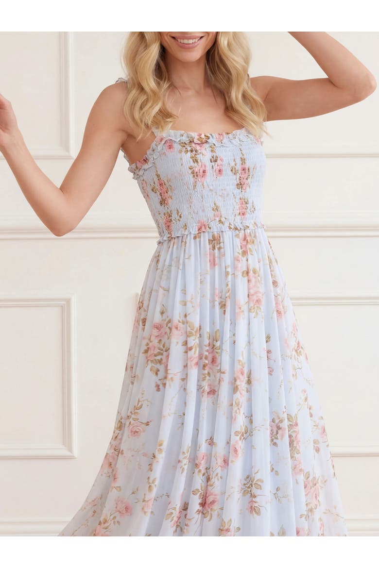 Summer's Rose Chiffon Cami Ankle Gown, Alternate, color, Aqua