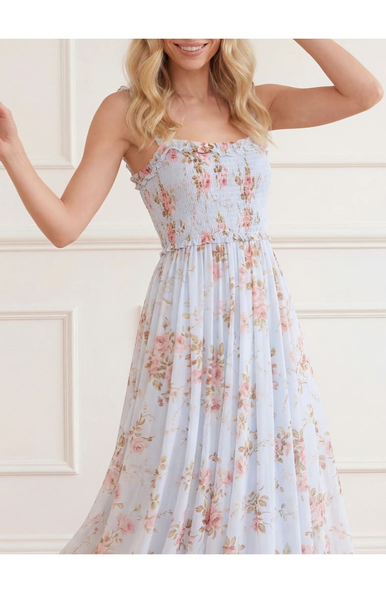 Needle & Thread Summer's Rose Chiffon Cami Ankle Gown, Alternate, color, Aqua