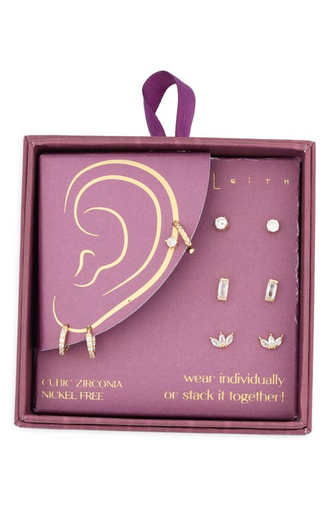 Set of 5 Cubic Zirconia Earrings