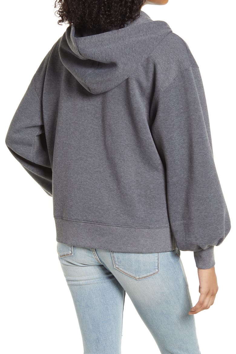 Statement Sleeve Hoodie, Alternate, color, GREY DARK HEATHER