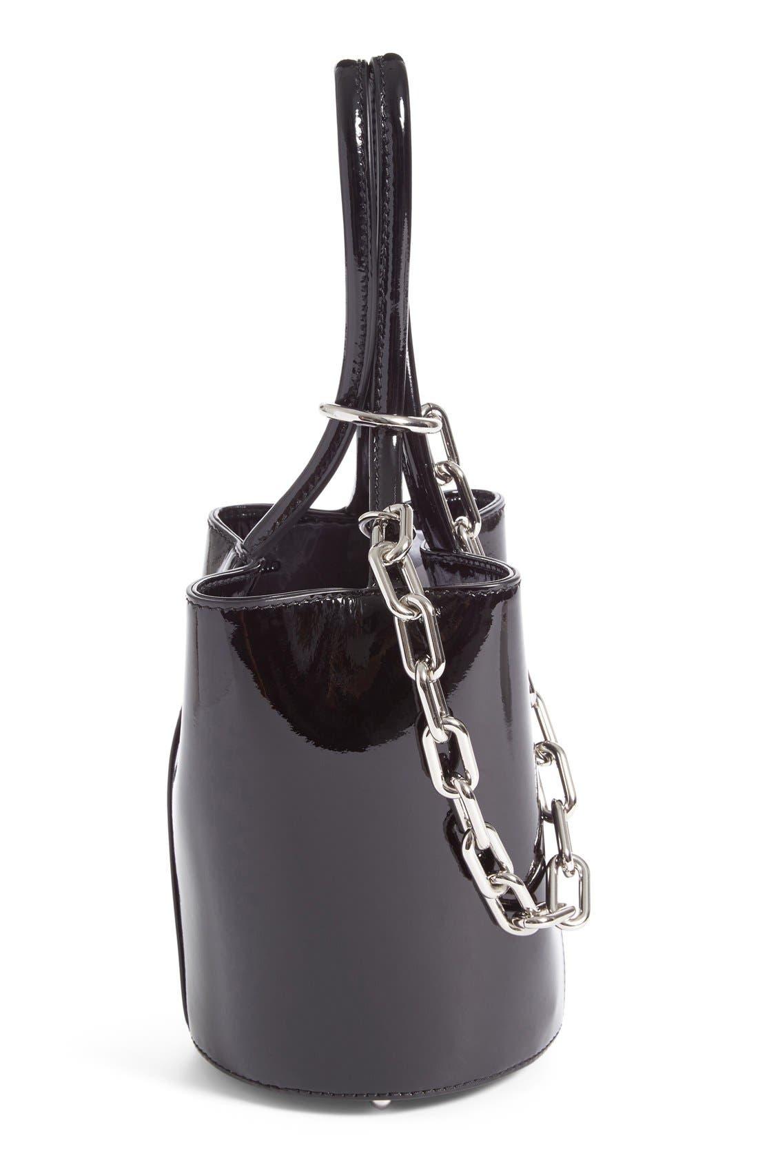Mini Roxy Patent Leather Bucket Bag, Alternate, color, BLACK