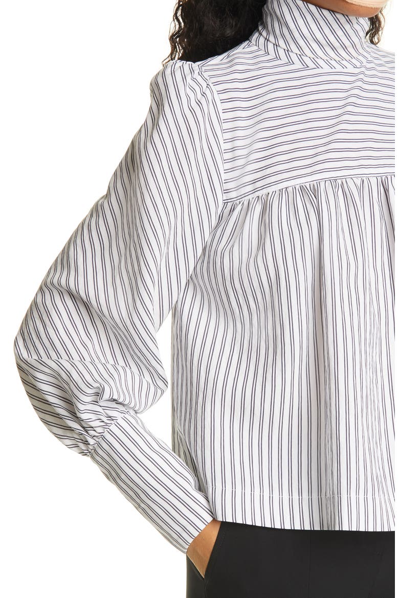 Stripe Turtleneck Blouse, Alternate, color, WHITE/ BLACK SHIRTING STRIPE