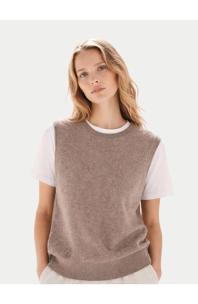 Gobi Cashmere Timeless Cashmere Crewneck Vest, Alternate, color, Taupe