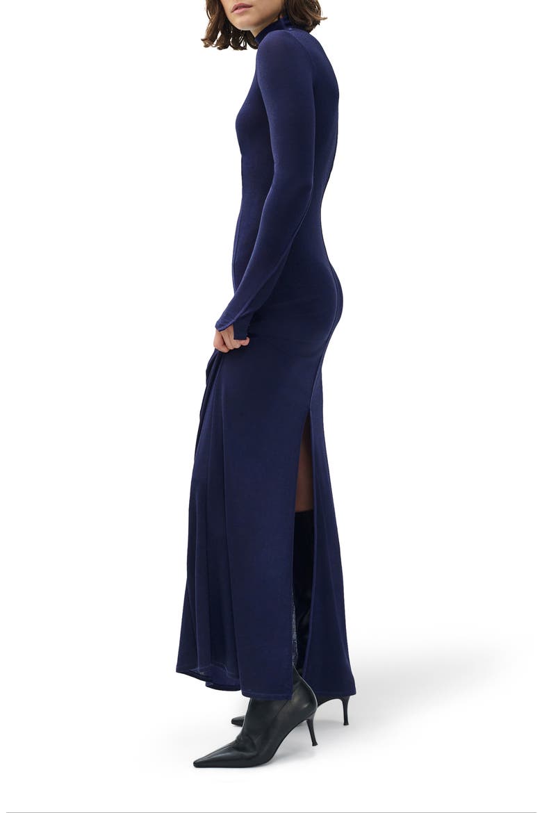 Elsa Metallic Long Sleeve Knit Maxi Dress, Alternate, color, DARK BLUE