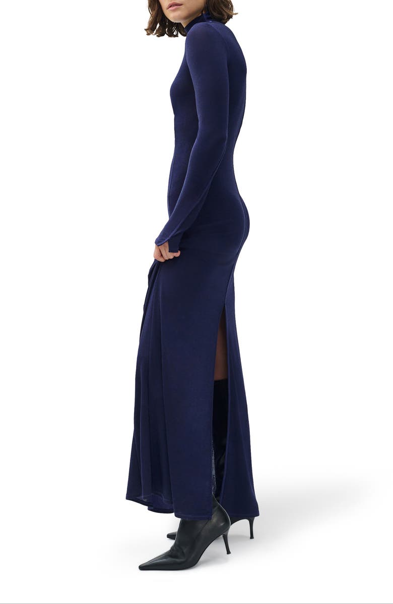 rag & bone Elsa Metallic Long Sleeve Knit Maxi Dress, Alternate, color, Dark Blue