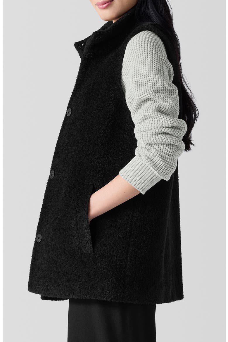 High Collar Wool Blend Fleece Vest, Alternate, color, BLACK