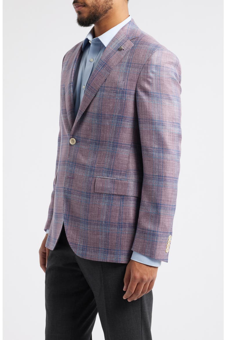 Midland Deco Plaid Wool & Silk Blend Sport Coat, Alternate, color, BERRY