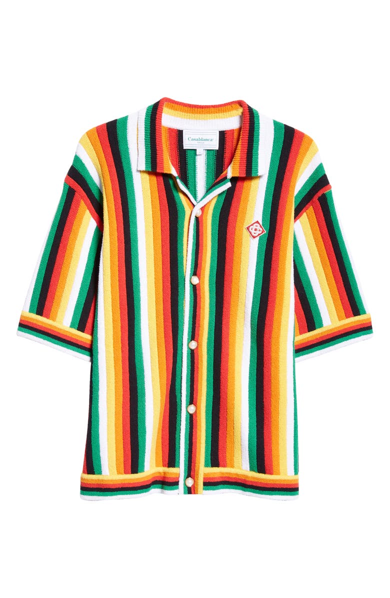 Casablanca Stripe Terry Cloth Camp Shirt, Alternate, color,