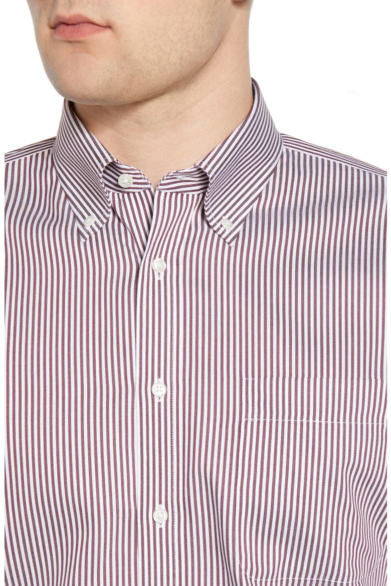 Men's Shop Smartcare™ Classic Fit Stretch Stripe Dress Shirt, Alternate, color, BURGUNDY WHITE BENGAL STRIPE