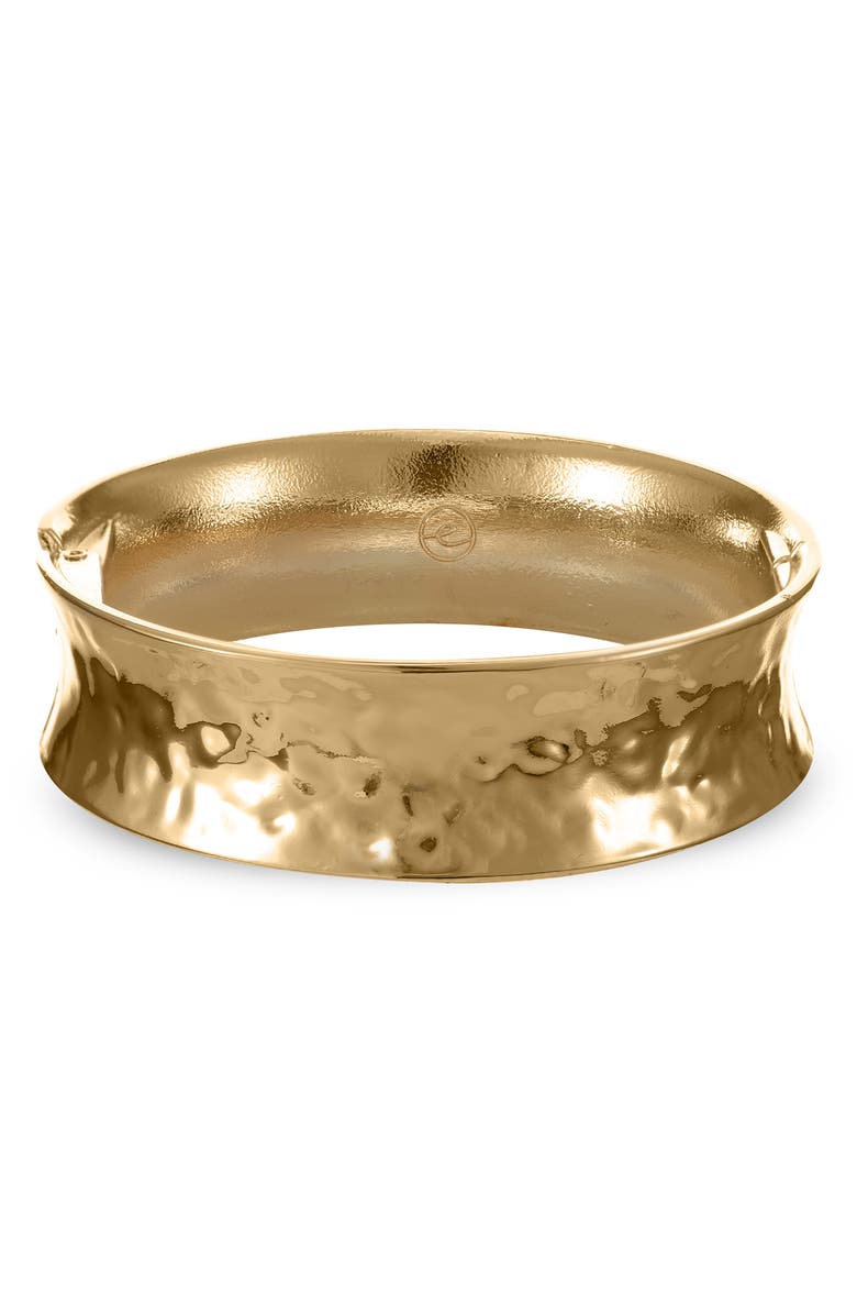 Ettika Hammered Curved Bangle Bracelet, Main, color, Gold