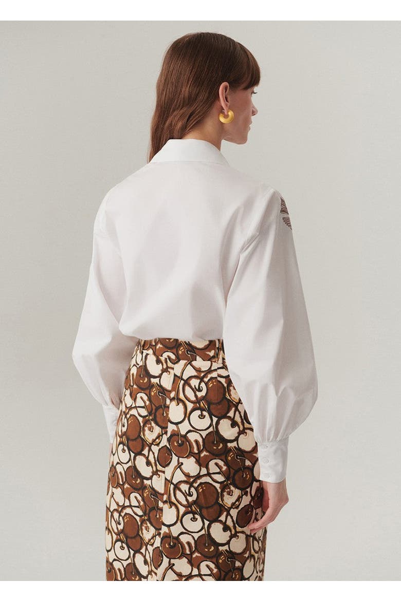 Ayla Floral Stitch Shirt, Alternate, color, BONE