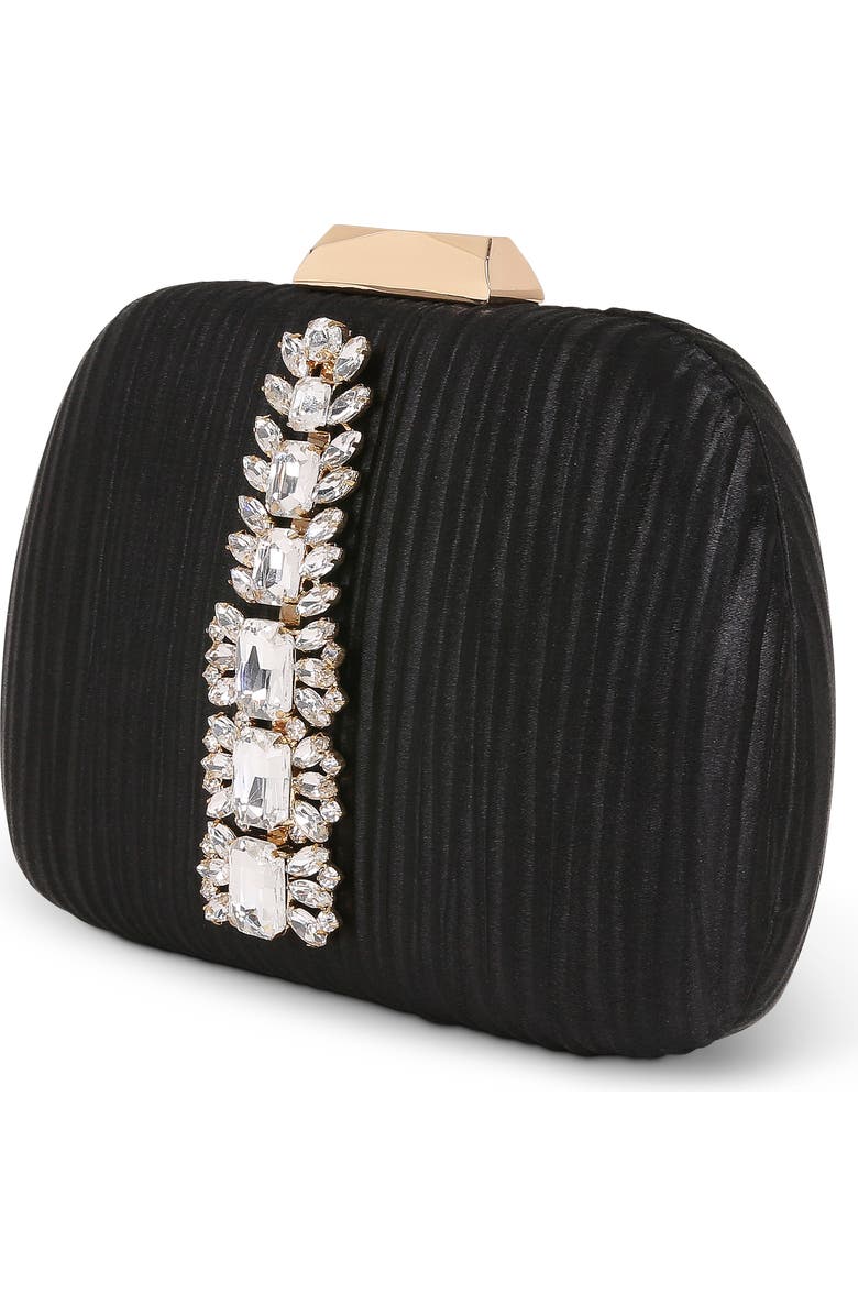 Jewel Badgley Mischka Halo Crystal Panel Minaudiere, Alternate, color, Black