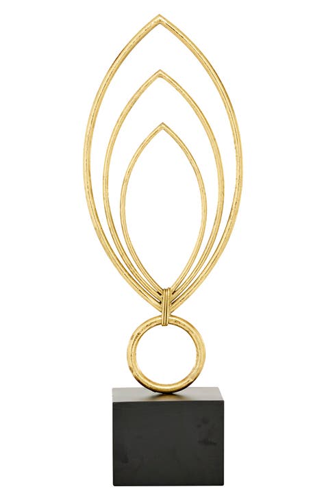 Goldtone Metal Abstract Sculpture with Black Base