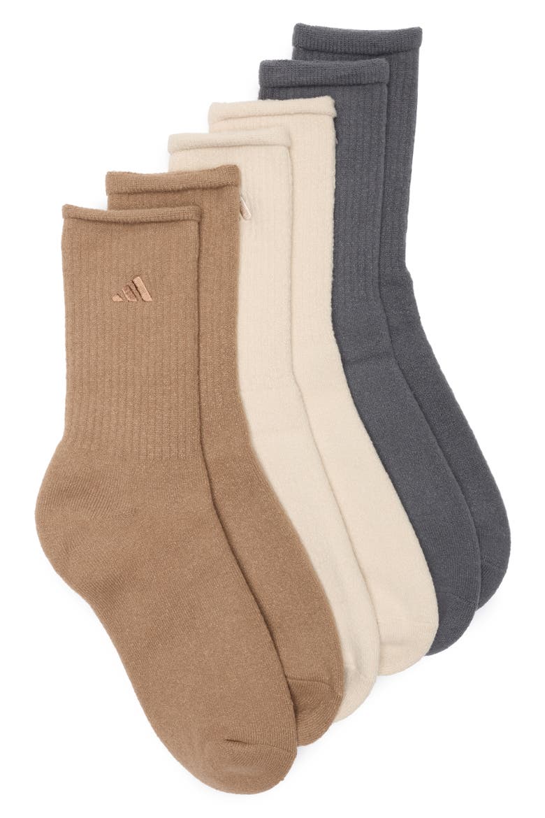 Cushioned Comfort 3-Pack Crew Socks, Main, color, CRYSTAL BEIGE/ GREY/ KHAKI