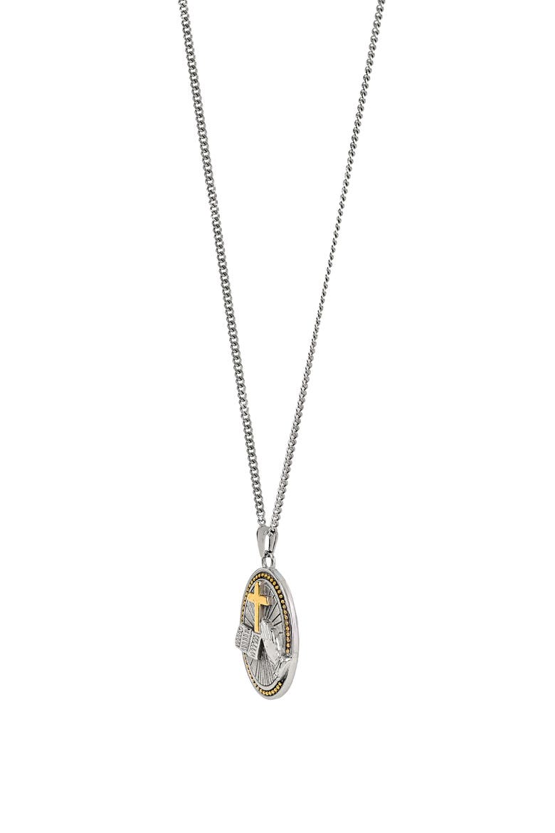 Men's Prayer Cross Pendant Necklace, Alternate, color, SILVER/ GOLD