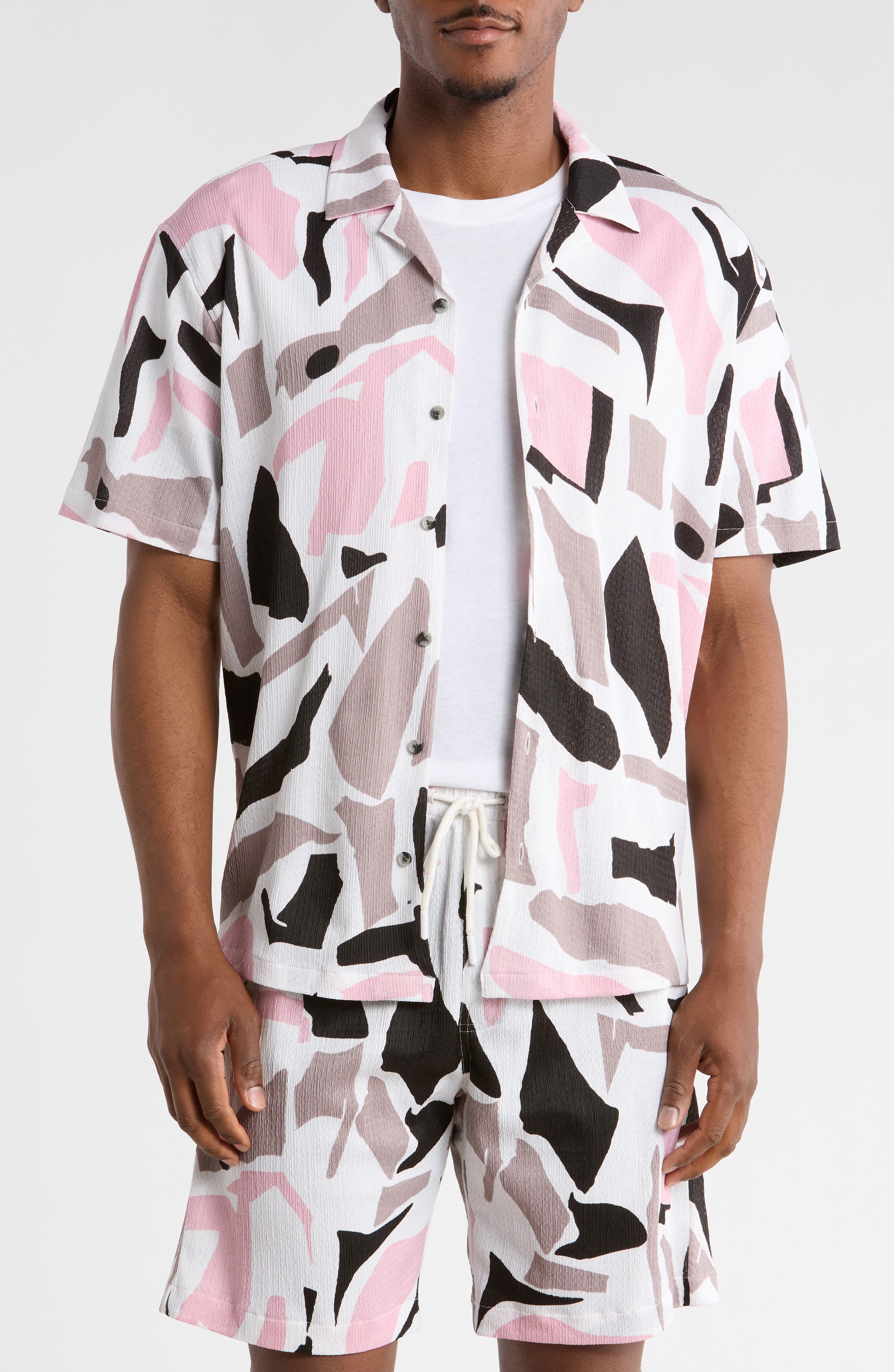 T.R. PREMIUM Abstract Print Camp Shirt