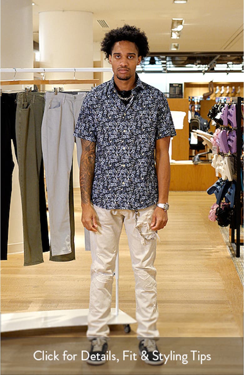 Flight & Floral Short Sleeve Stretch Cotton Blend Button-Up Shirt, sales video thumbnail