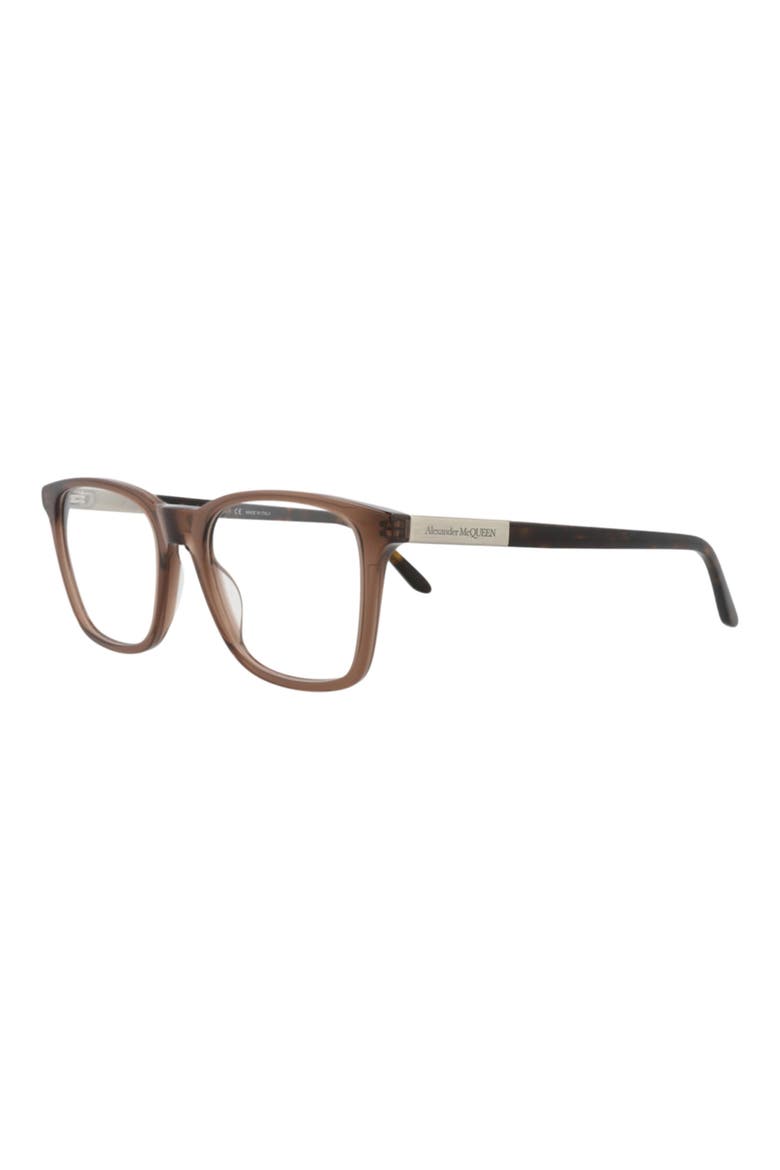 52mm Square Optical Glasses, Alternate, color, BROWN SILVER TRANSPARENT
