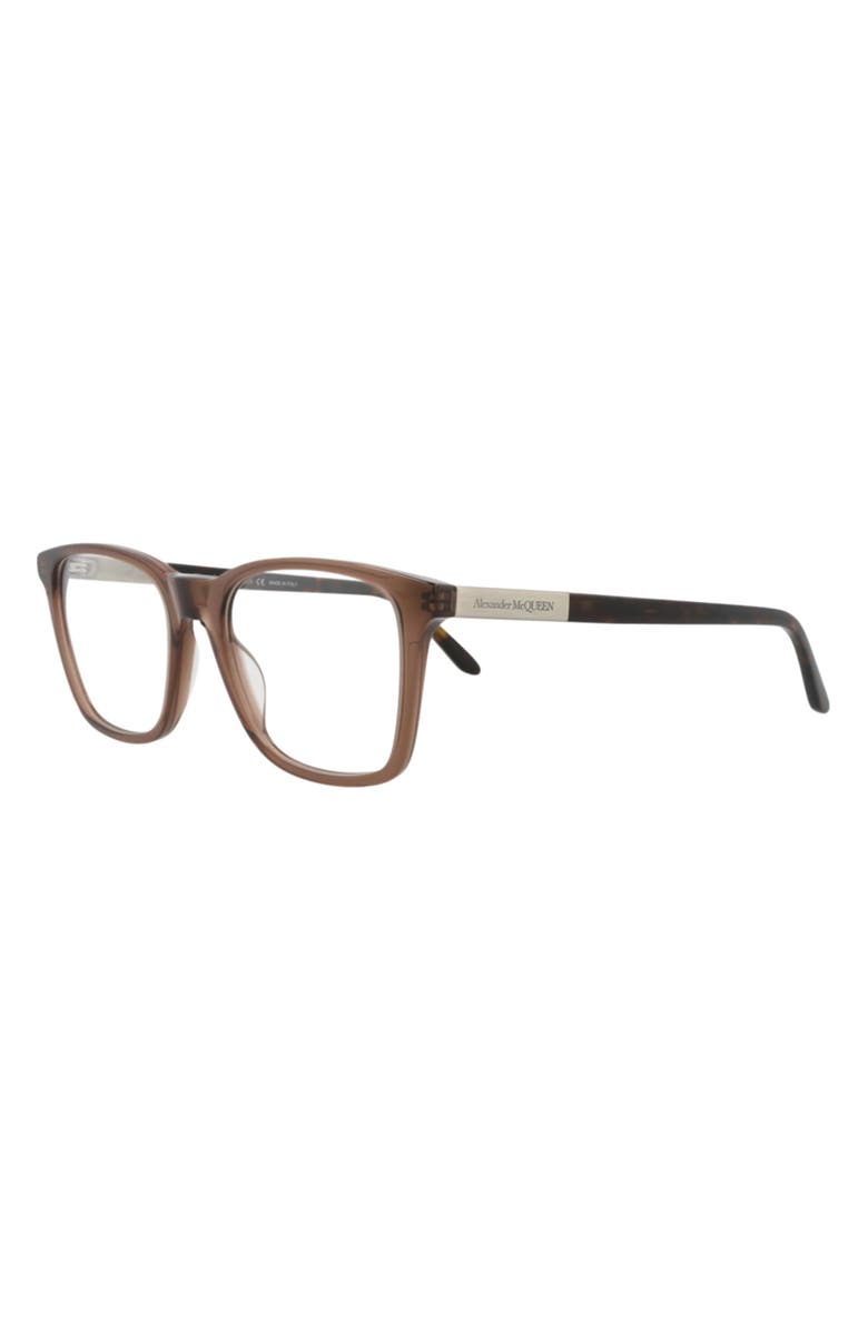 McQueen 52mm Square Optical Glasses, Alternate, color, Brown Silver Transparent