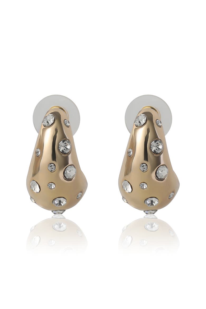 Gold-Tone Pavé Polka Dot Sculptural Hoop Earrings, Alternate, color, Gold-Tone