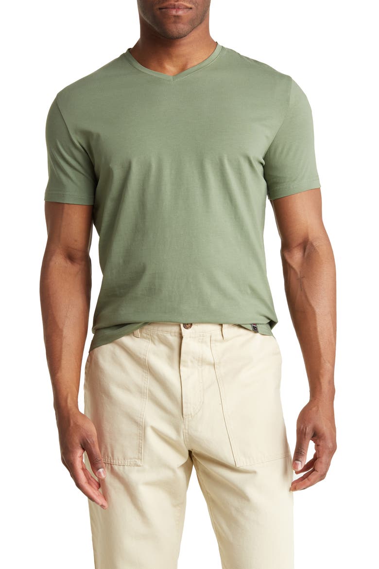 Solid V-Neck T-Shirt, Main, color, OLIVE
