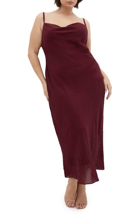 Kyra Crinkle Sateen Slipdress (Plus)